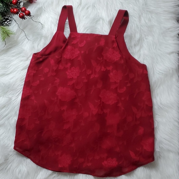 LOFT Womens Red Floral Tank Top - Picture 4 of 7